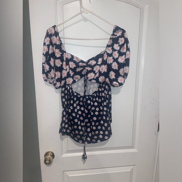 New! Sachin & Babi Lyra Baby Doll Top in Blue & Pink Ikat Floral 🌸 sz 0 NWT! - Picture 11 of 14